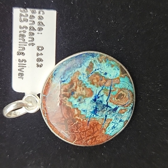 Natural Gemstone Shattuckite 925 Sterling Silver 1" Round Open Back Pendant 349 - Picture 1 of 9